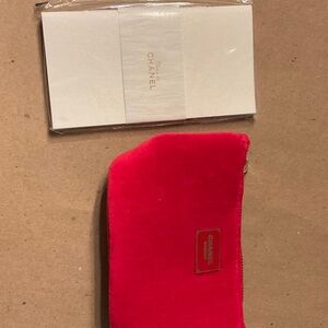 CHANEL Red Velvet Phone Case with Gold Logo Plaque